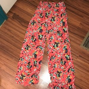 floral coral pants